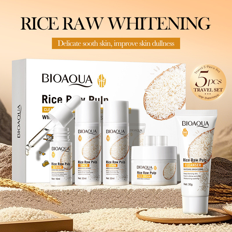 Skincare Glad2Glow - Juego de blanqueamiento crudo de arroz